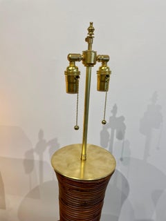 Vintage Oversized Pencil Reed Bamboo Table Lamp