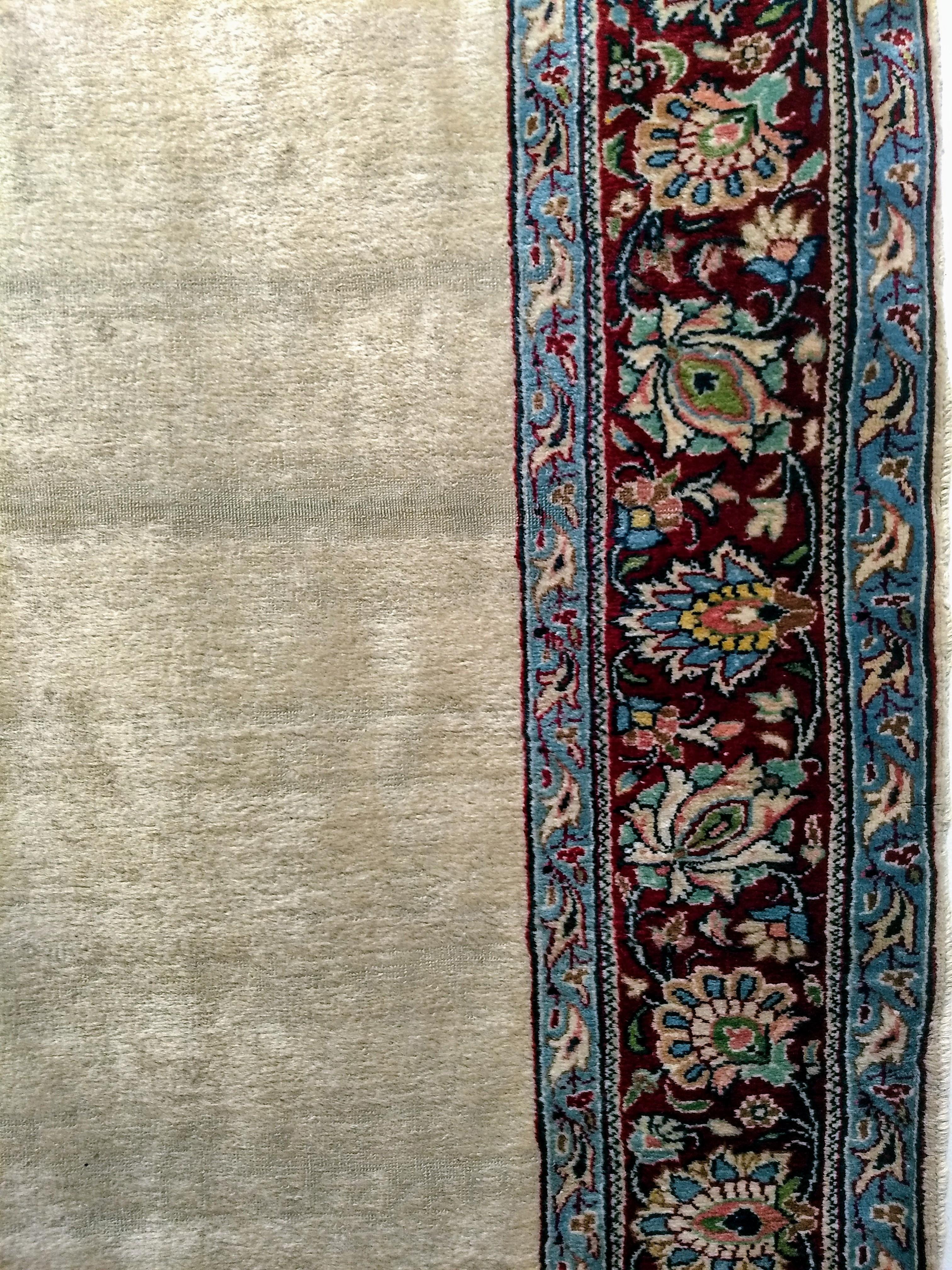 20th Century Vintage Persian Khorassan Long Open Field Runner in Ivory, Burgundy, Blue, Green For Sale