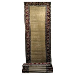 Vintage Persian Khorassan Long Open Field Runner in Ivory, Burgundy, Blue, Green