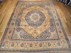 Early 1900s Oversized Persian Tabriz Rug in Haji Jalili Floral Pattern