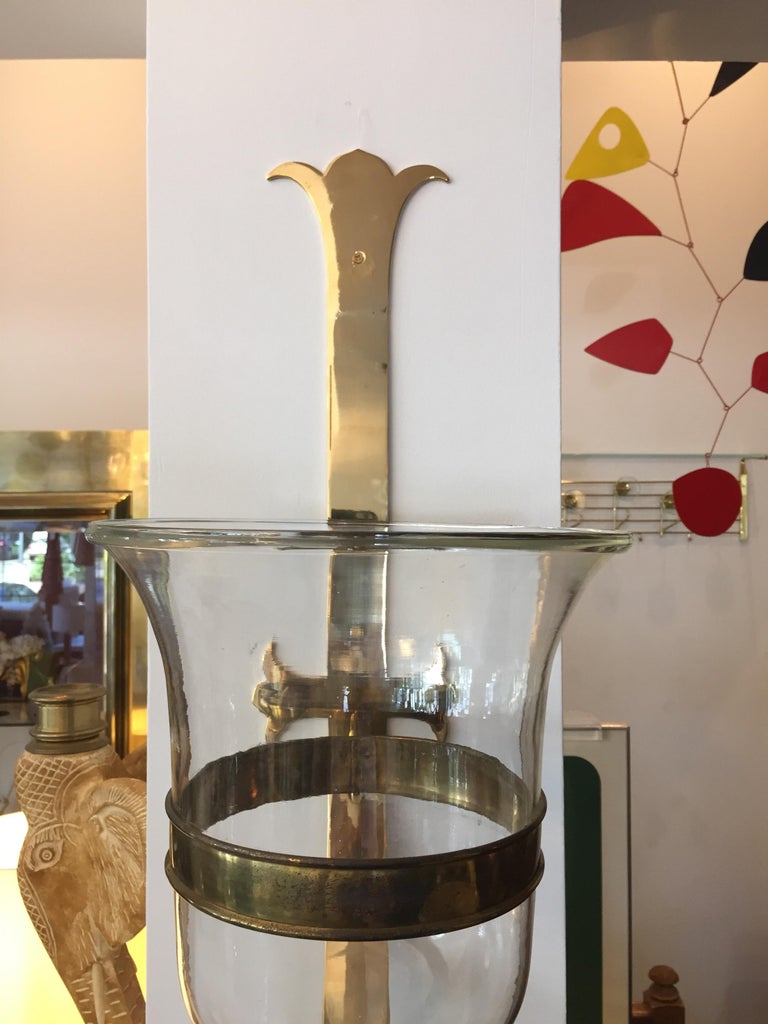 Vintage Oversized Sarreid Wall Mounted Hurricane Lanterns, Pair at 1stDibs