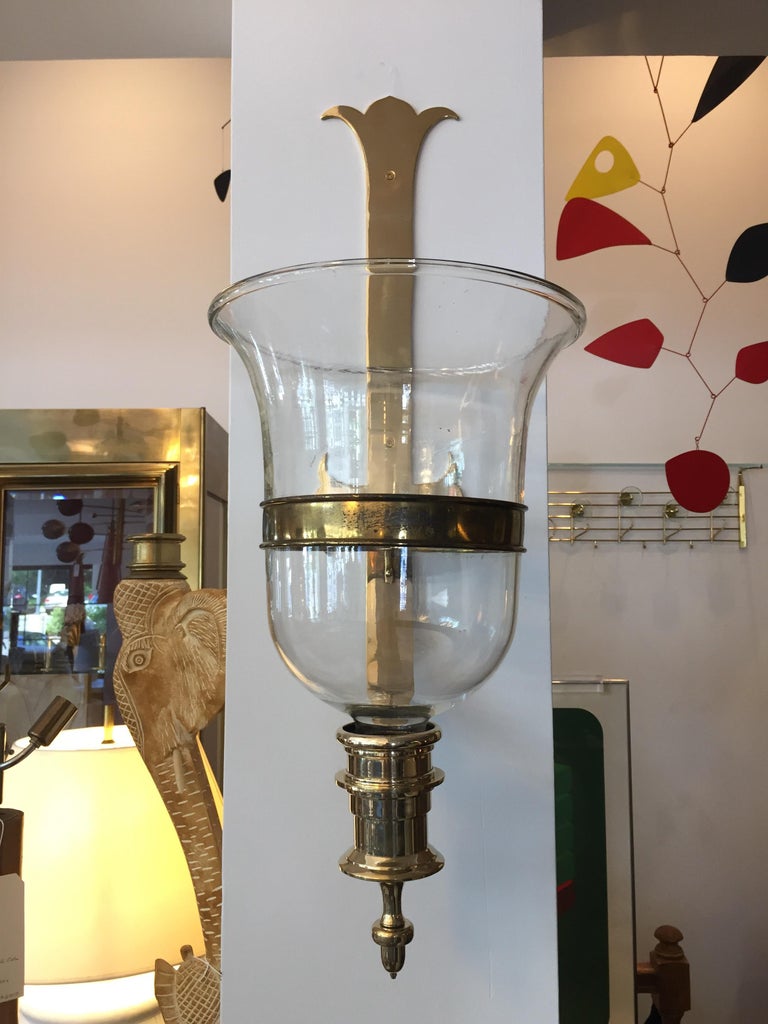 Vintage Oversized Sarreid Wall Mounted Hurricane Lanterns, Pair at 1stDibs