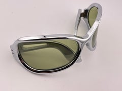Vintage Oversized Colossal Silver Bug Eyed Wrap Around 1970's Sunglasses