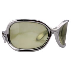 Vintage Oversized Colossal Silver Bug Eyed Wrap Around 1970's Sunglasses