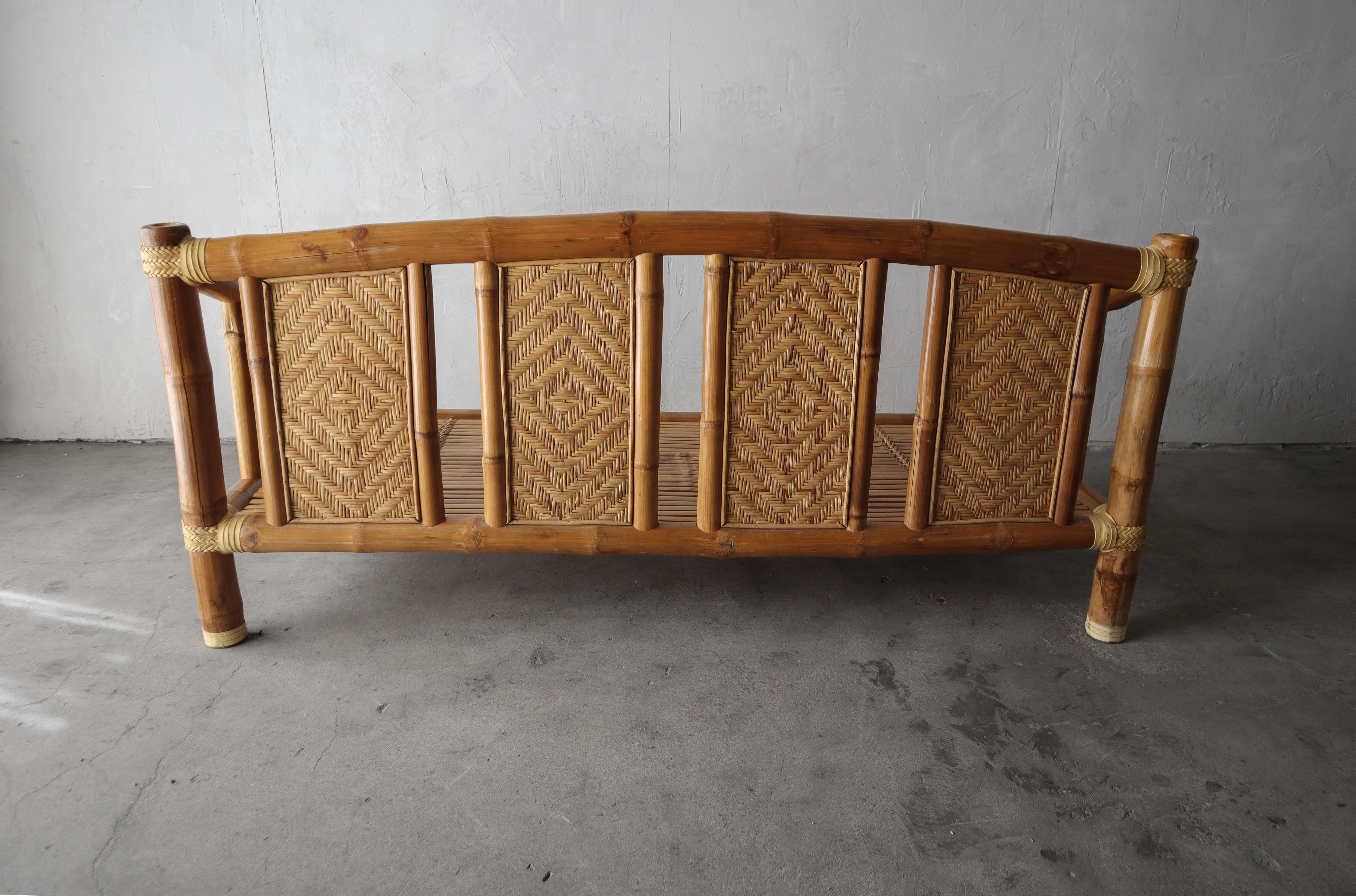 Organic Modern Vintage Oversized Stacked Bamboo Daybed For Sale