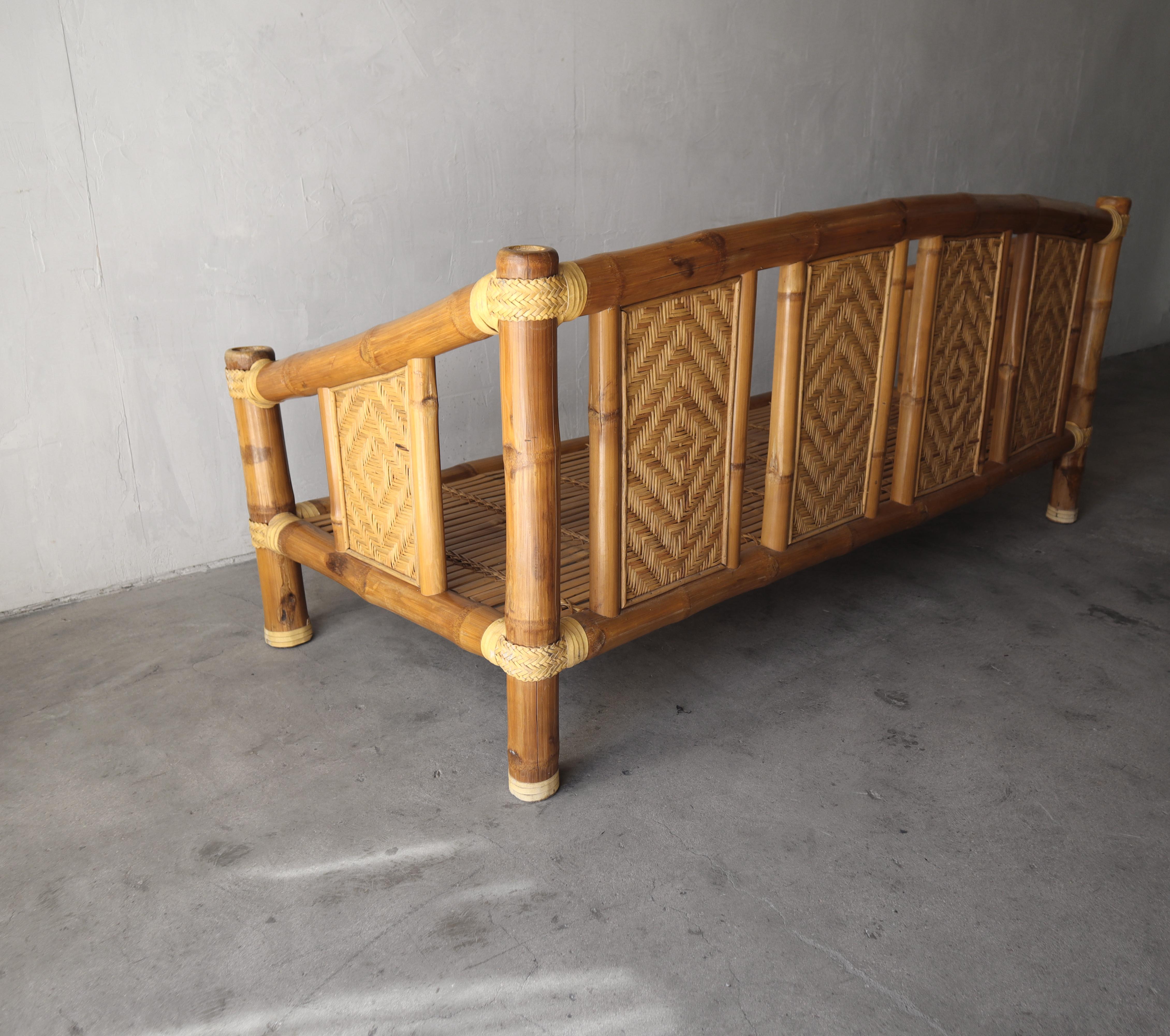 Vintage Oversized Stacked Bamboo Daybed For Sale 1