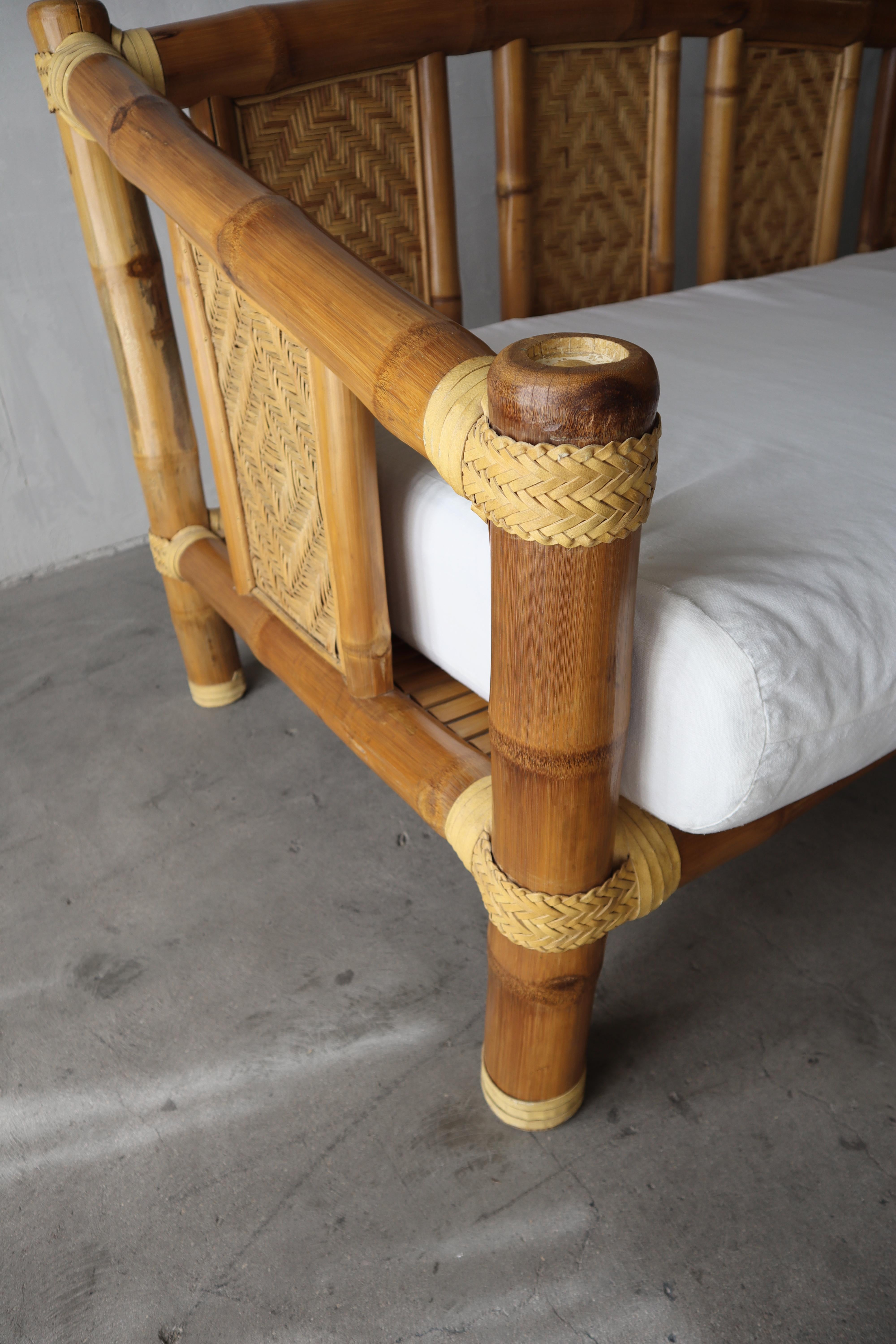 Vintage Oversized Stacked Bamboo Daybed For Sale 3