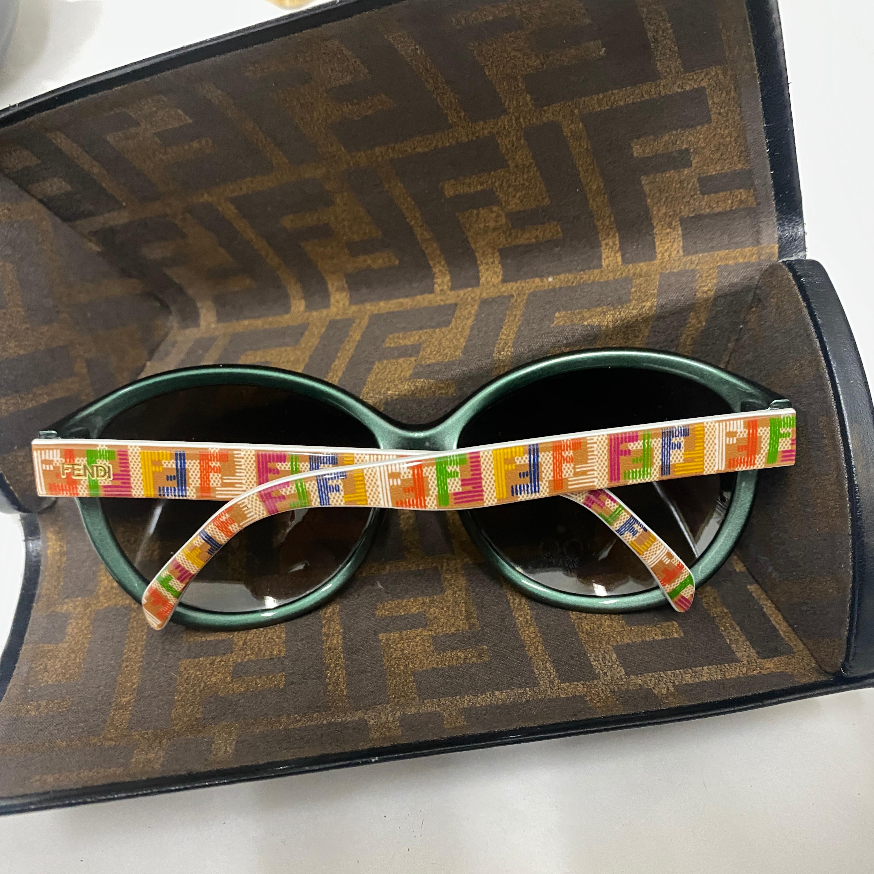 Black 1990s Vintage Multicolor Oversized Sunglasses by Fendi