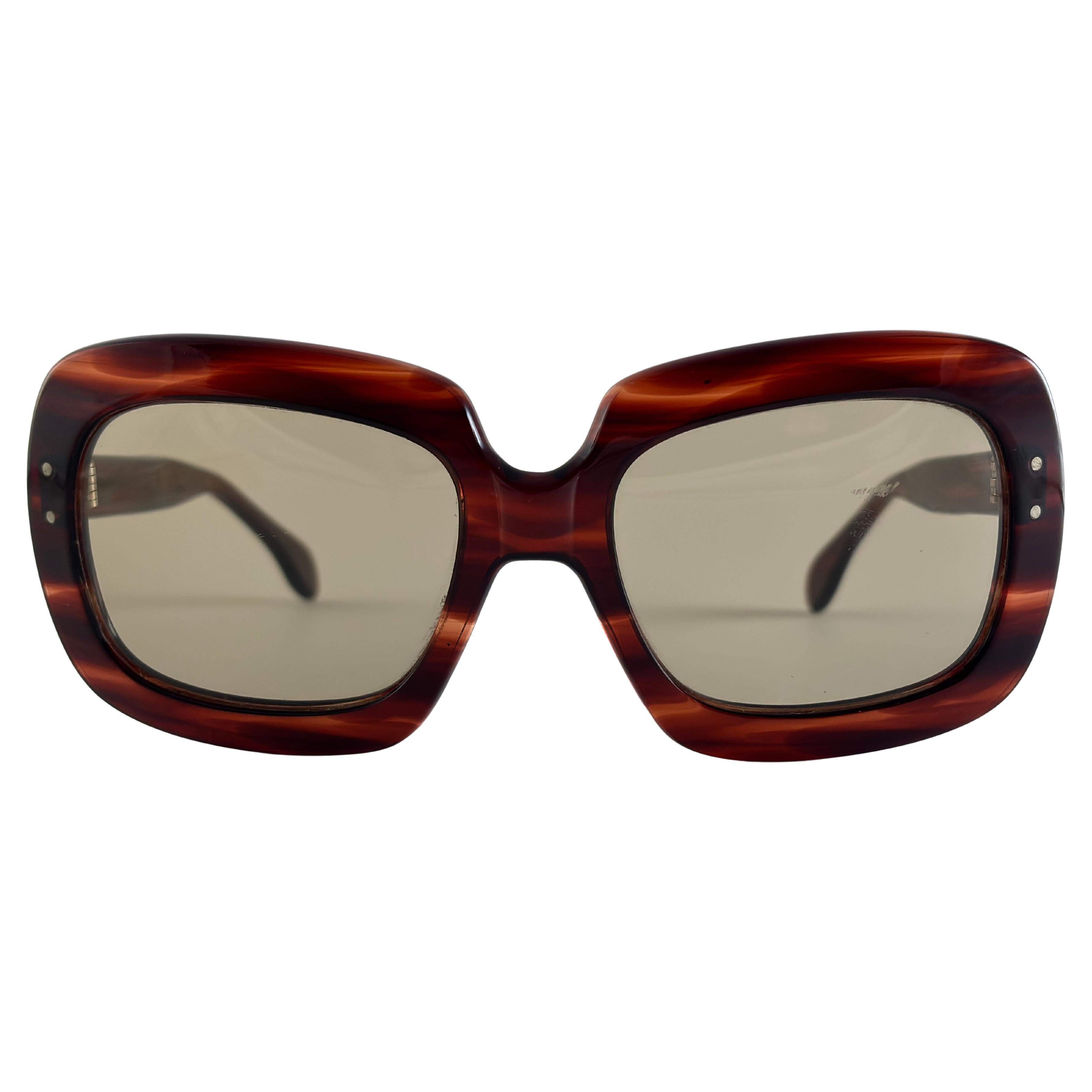 Occhiali da sole vintage oversize tartaruga " Lina " anni '70 Made In France