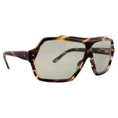 Vintage Oversized Tortoise Mask Green Lenses 1970's Sunglasses