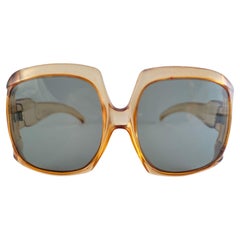 Lunettes de soleil Vintage Oversized Translucent Amber 1970's Made in France