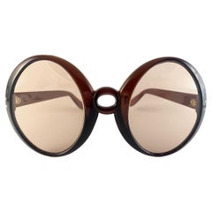 Gafas de sol Vintage Oversized Marrón Translúcido Años 70 Made in France