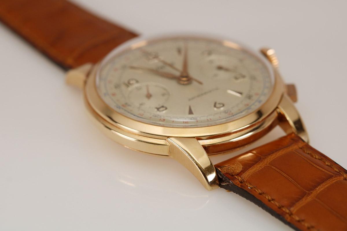 Vintage übergroße Vetta 18k Roségold Chronograph Armbanduhr, um 1945 Herren