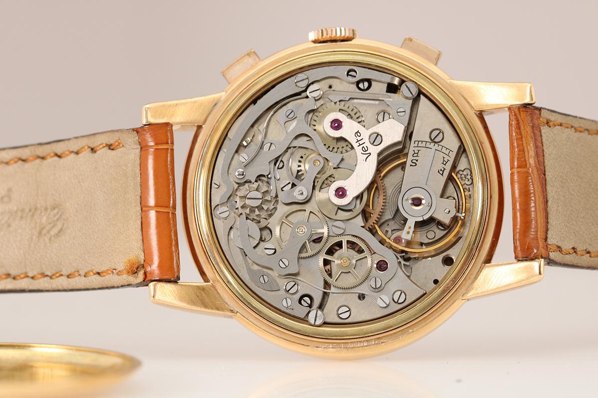 Men's Vintage Oversized Vetta 18k Pink Gold Chronograph Wristwatch, circa 1945