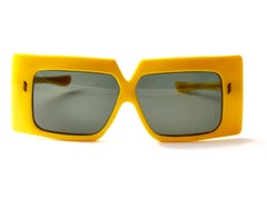 Vintage Oversized Yellow TV Frame 1960's Midcentury Sonnenbrillen Made In France