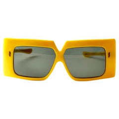 Vintage Oversized Yellow TV Frame 1960's Midcentury Sunglasses Made In France Vintage Oversized Yellow TV Frame 1960's Midcentury Sunglasses Made In France