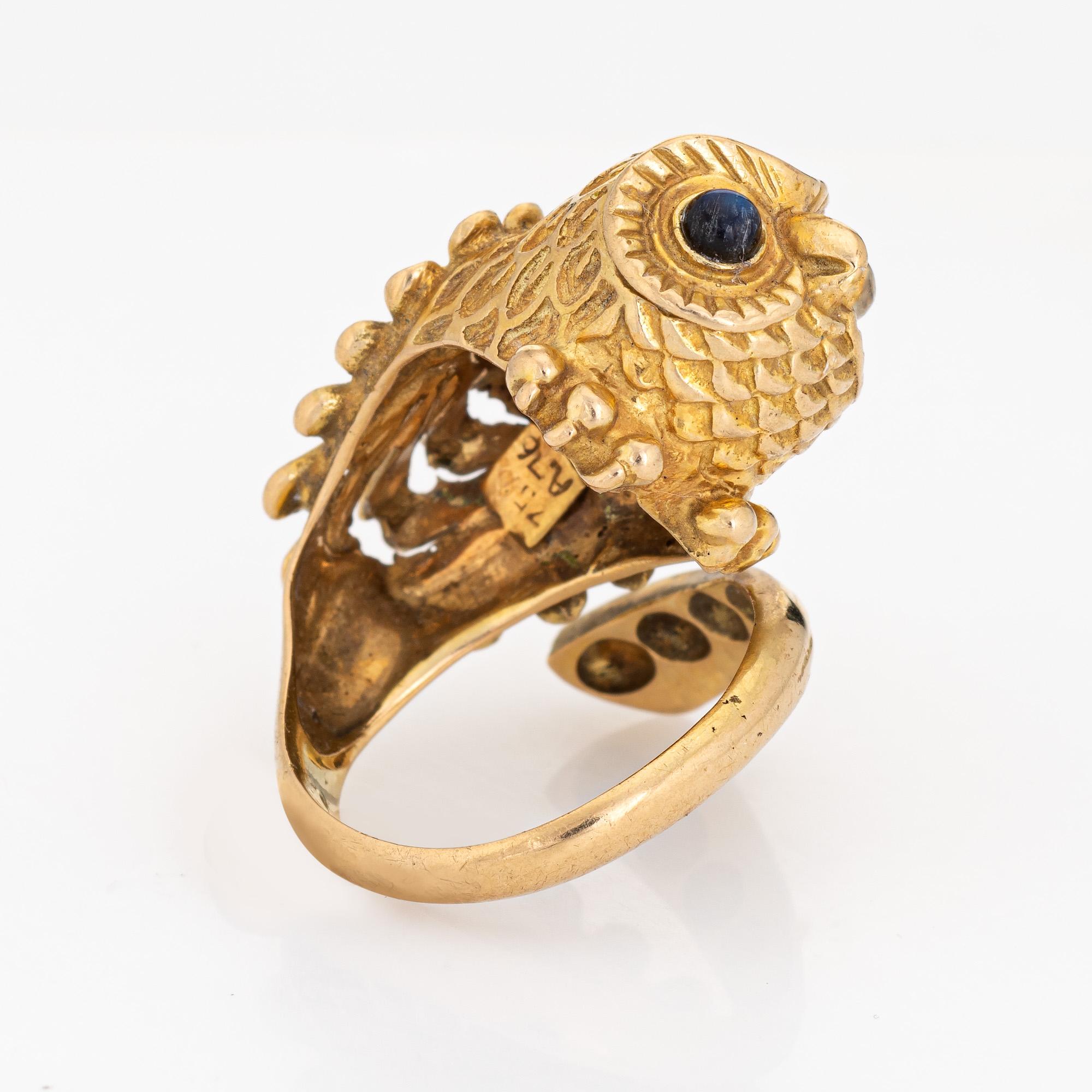 owl ring with blue eyes
