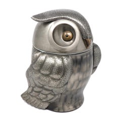 Vintage Owl Shaped Pewtertone Olde Tankardware Ice Bucket
