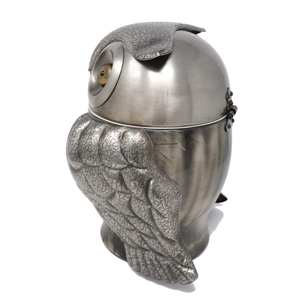 Japanese Vintage Owl Shaped Pewtertone Olde Tankardware Ice Bucket
