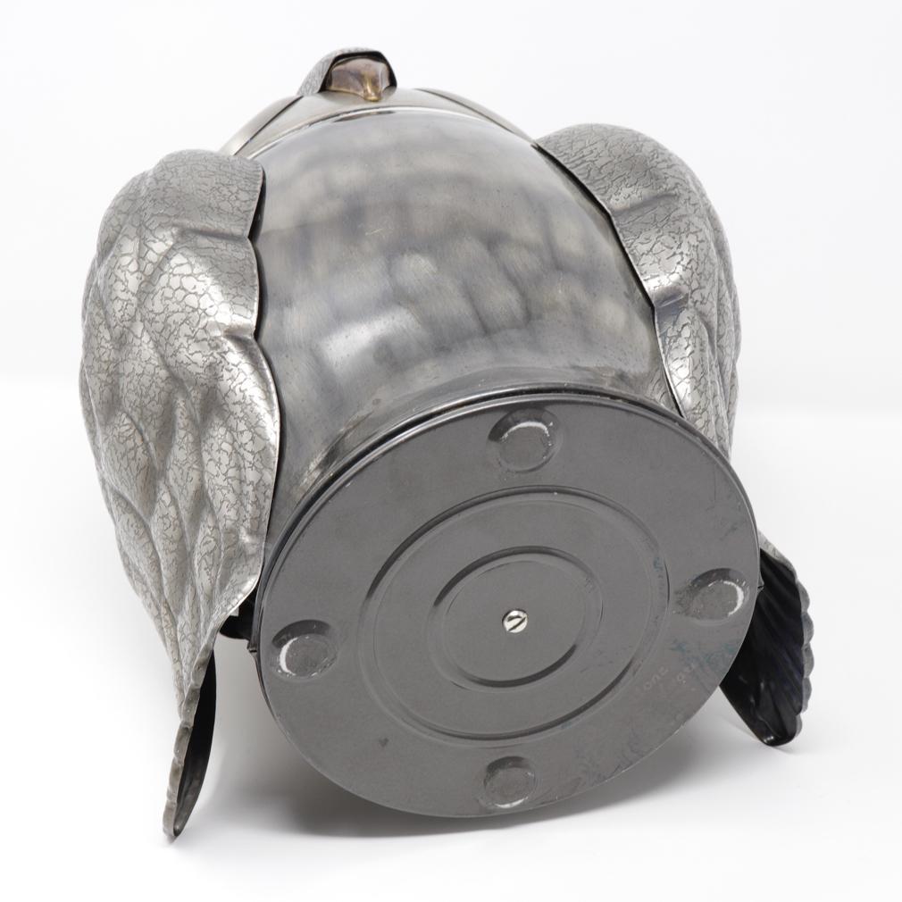 Metal Vintage Owl Shaped Pewtertone Olde Tankardware Ice Bucket