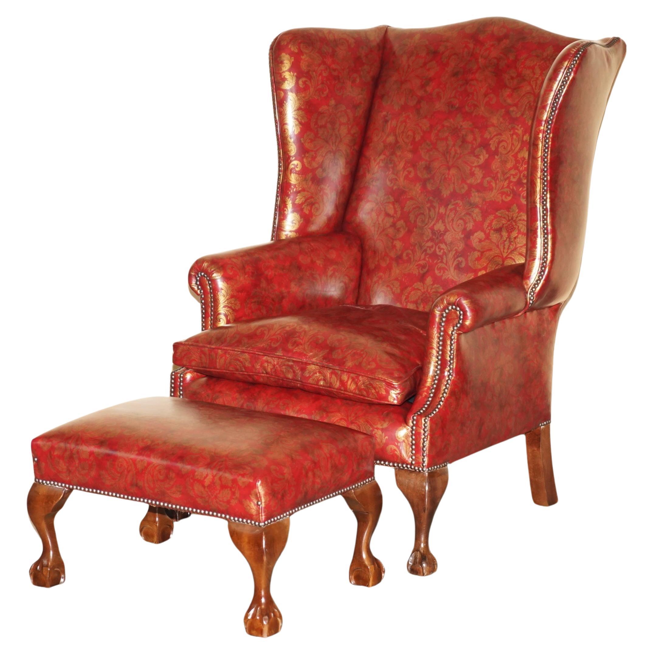 CHAUSSIER DAMASK EN CUIR DAMASK OXBLOOD VINTAGE CLAW & BALL FEET