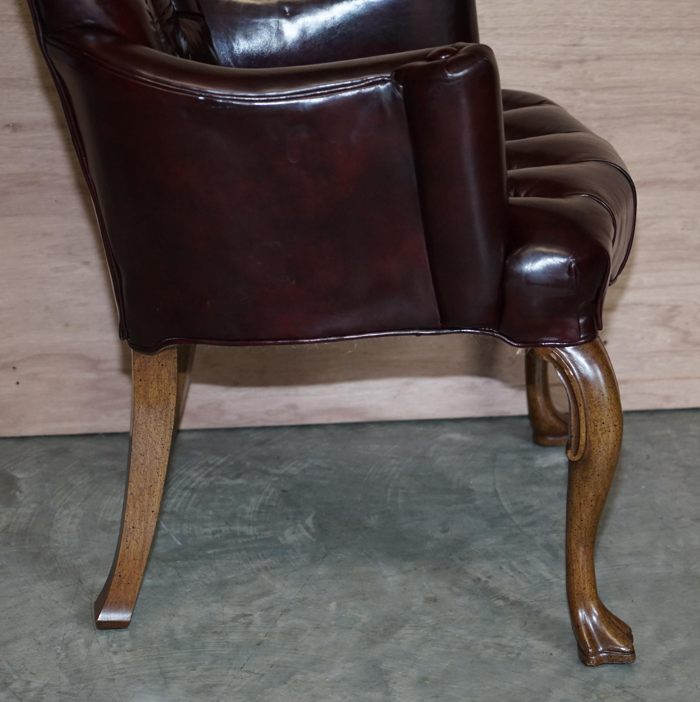 Vintage Oxblood Leather Chesterfield Tufted Office Captains Occasional Armchair 12