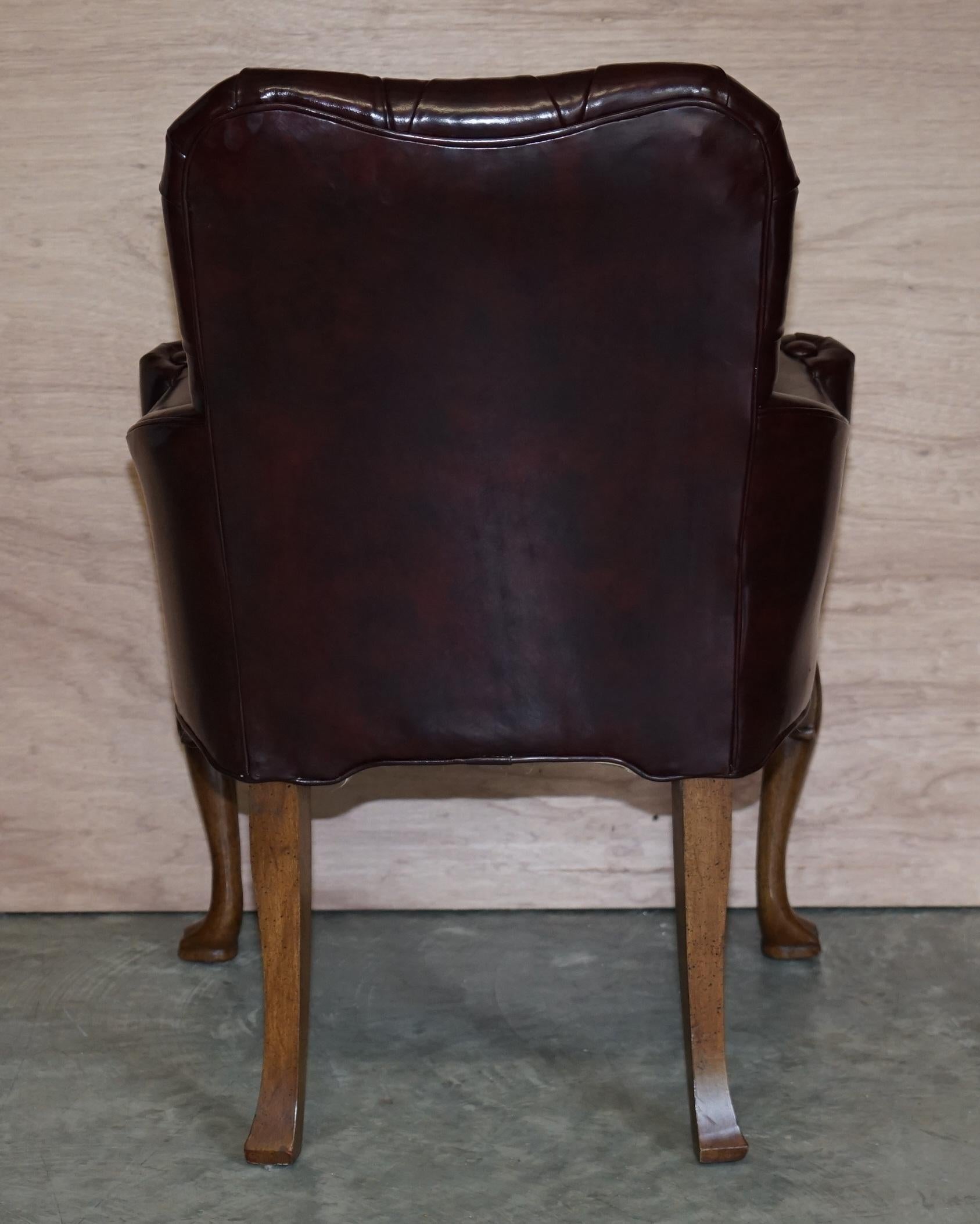 Vintage Oxblood Leather Chesterfield Tufted Office Captains Occasional Armchair 14