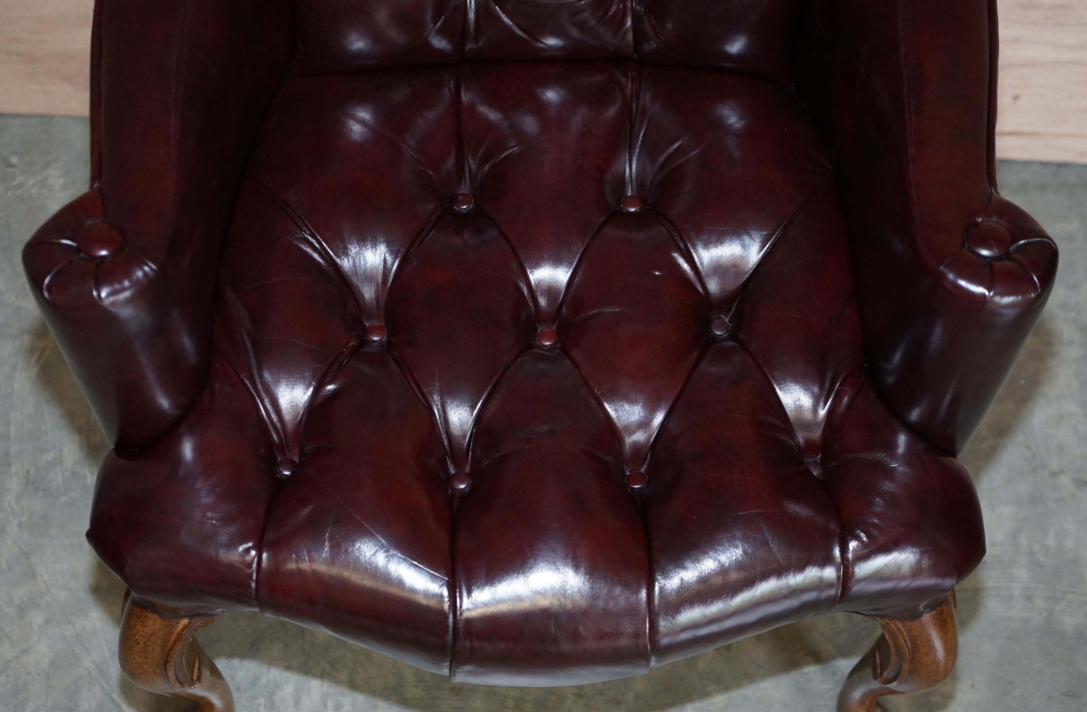 Hand-Crafted Vintage Oxblood Leather Chesterfield Tufted Office Captains Occasional Armchair