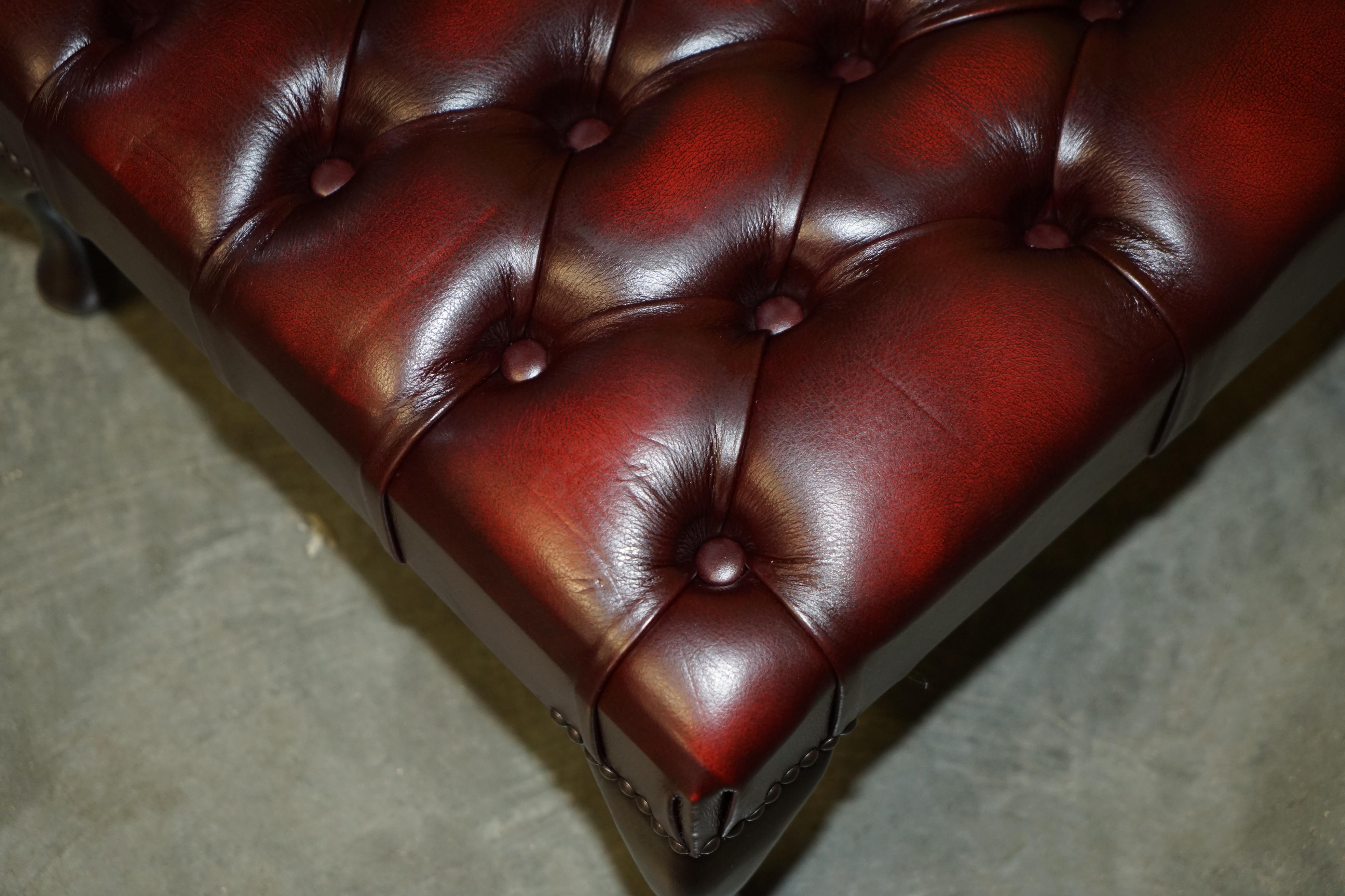 Hand-Crafted ViNTAGE OXBLOOD LEATHER CHESTERFIELD TUFTED OTTOMAN FOOTSTOOL FOR WINGBACK CHAIR