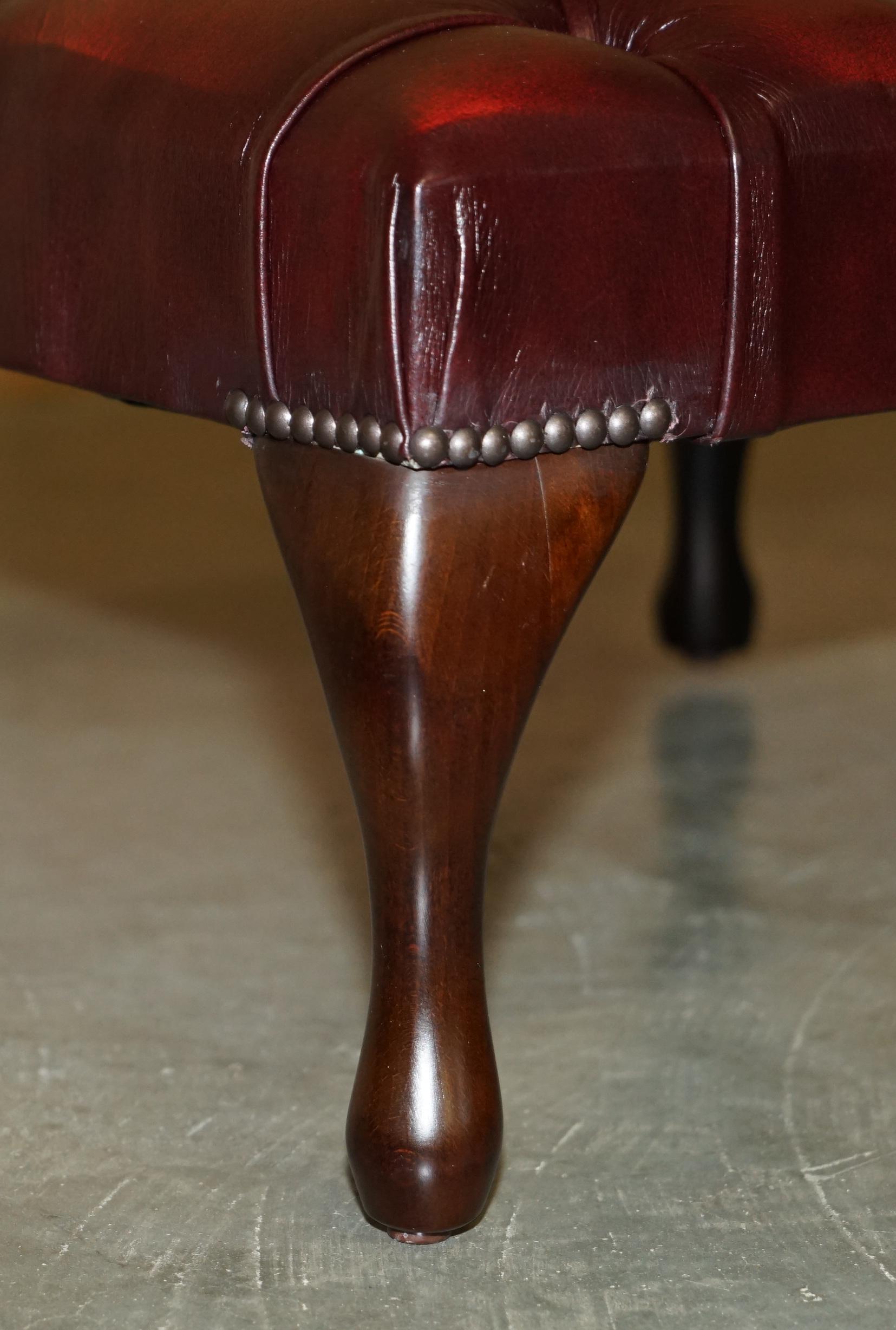 ViNTAGE OXBLOOD LEATHER CHESTERFIELD TUFTED OTTOMAN FOOTSTOOL FOR WINGBACK CHAIR In Good Condition In West Sussex, Pulborough
