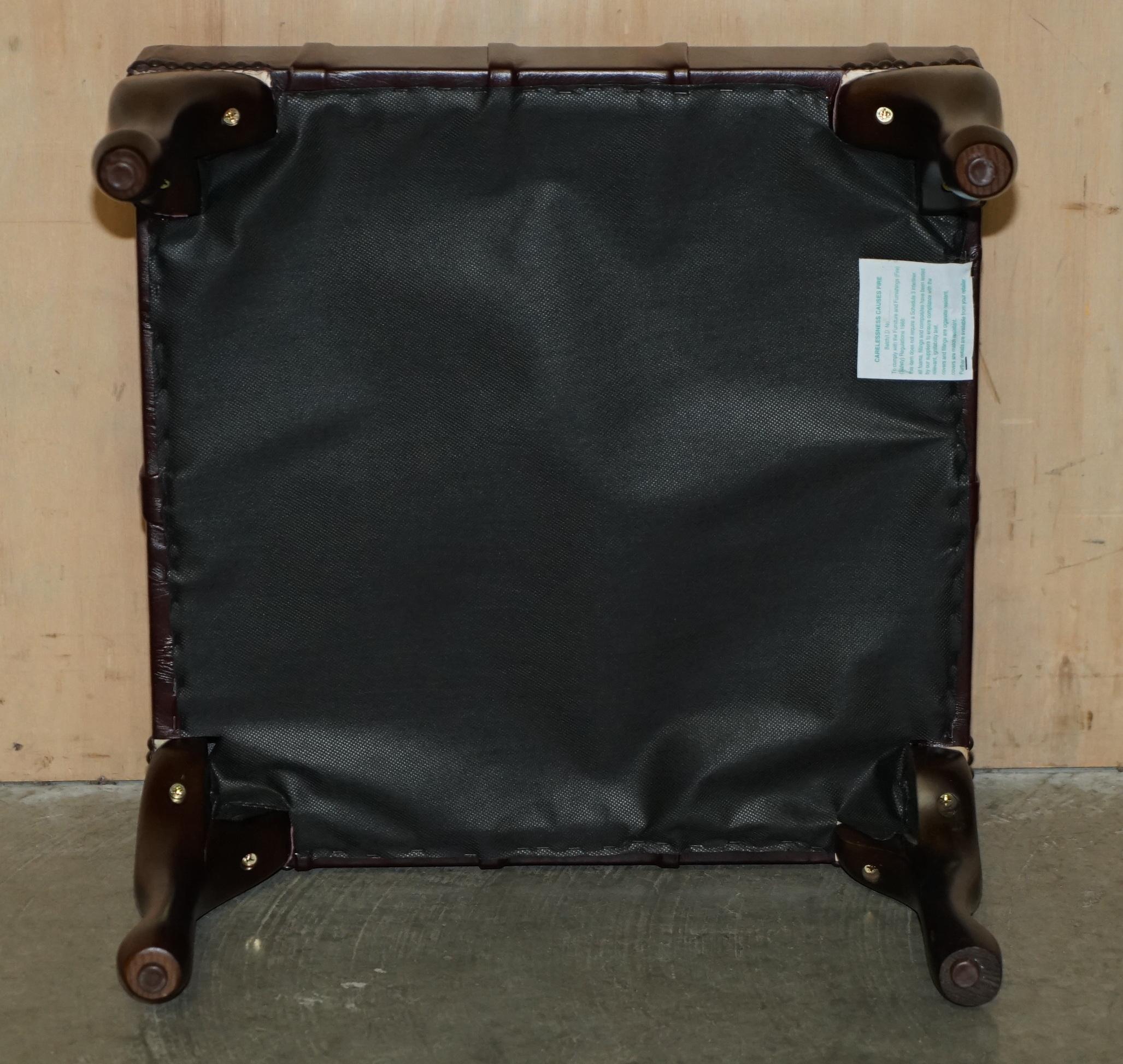 20th Century ViNTAGE OXBLOOD LEATHER CHESTERFIELD TUFTED OTTOMAN FOOTSTOOL FOR WINGBACK CHAIR