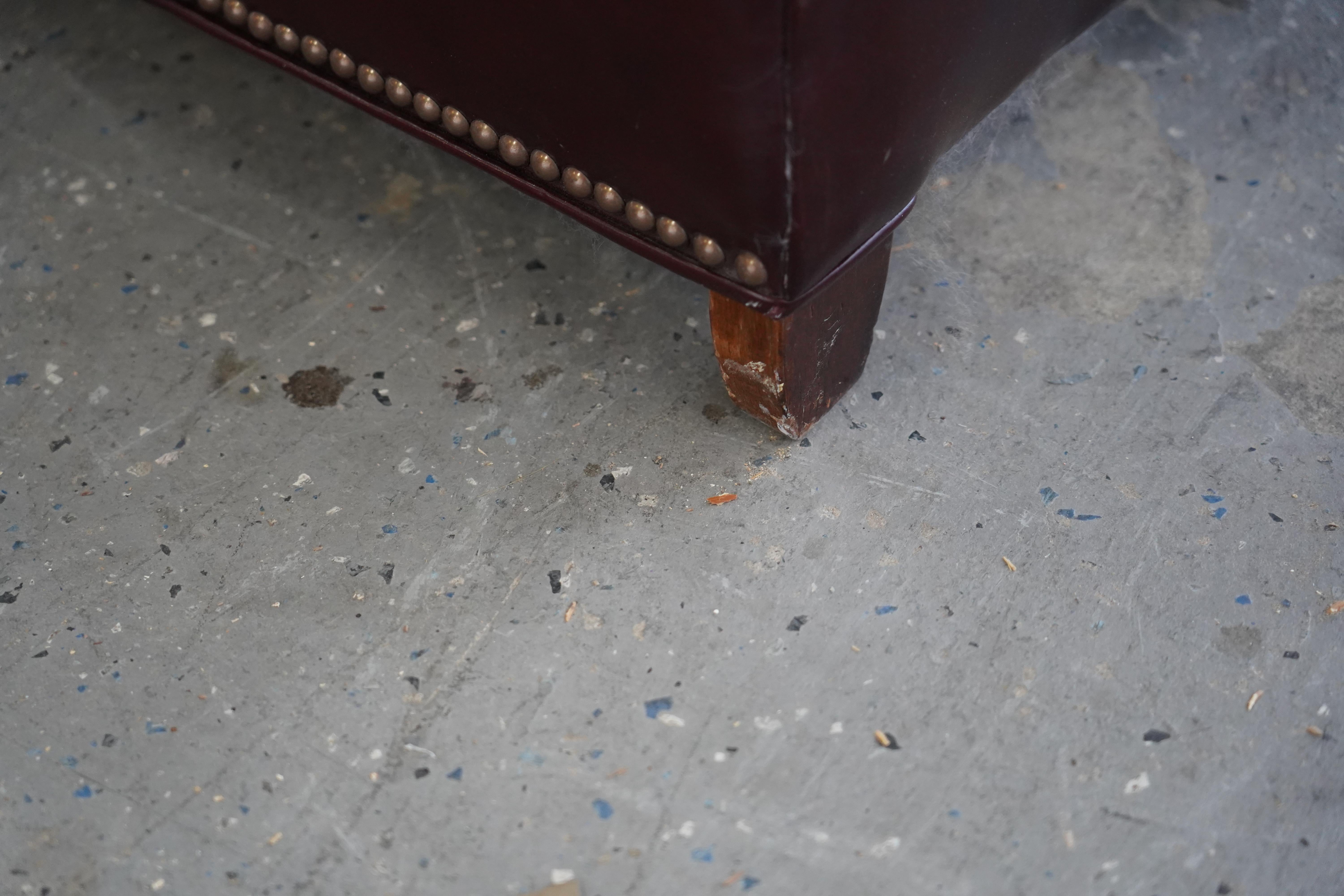 Vintage Oxblood Leather Tufted Chesterfield Sofa For Sale 4