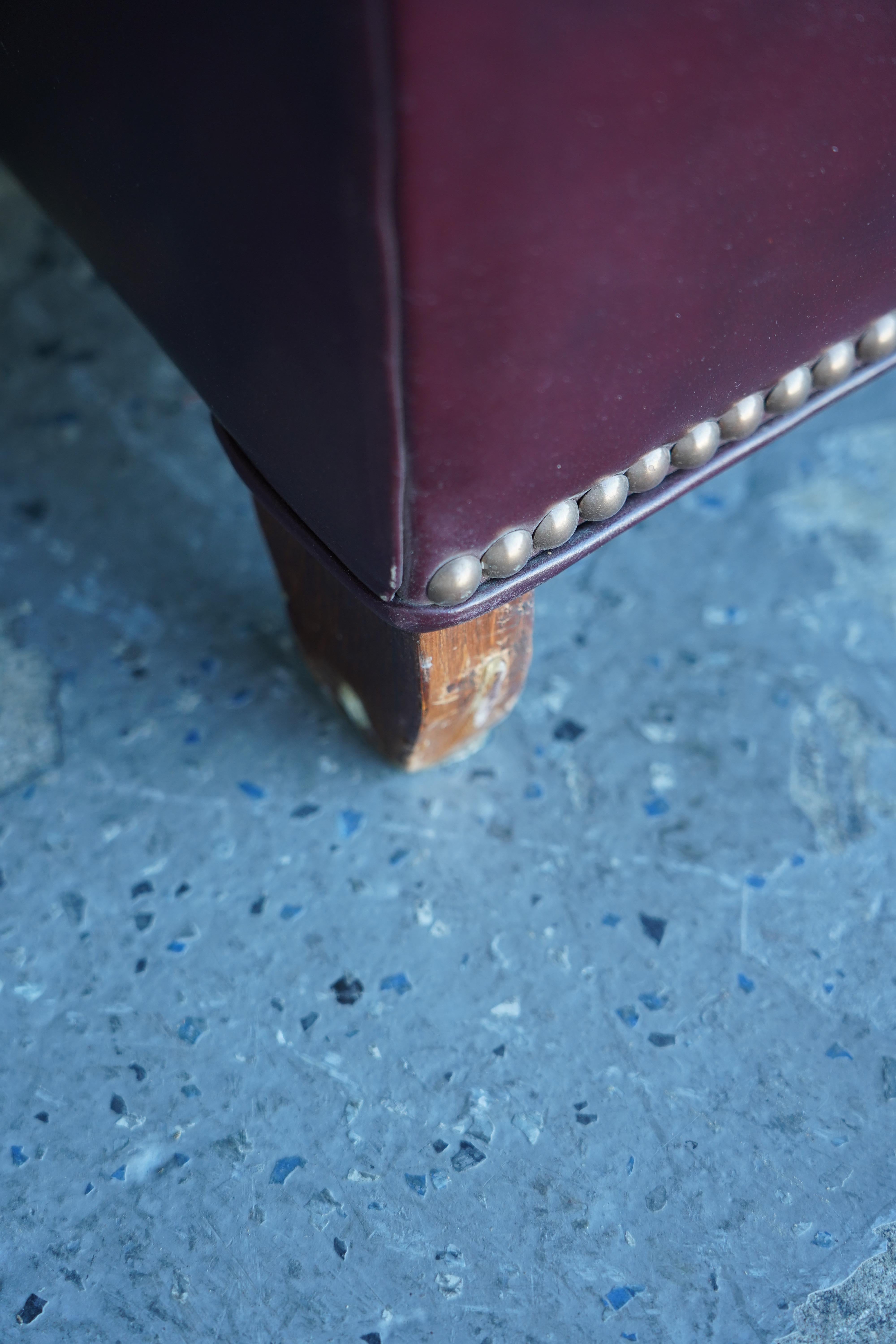 Vintage Oxblood Leather Tufted Chesterfield Sofa For Sale 3