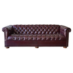Vintage Oxblood Leather Tufted Chesterfield Sofa