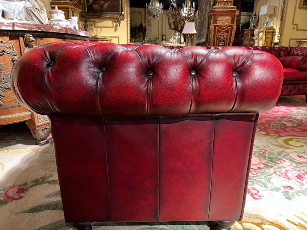 Chesterfield-Ecksofa oder siebensitziges Sofa/Set mit Ochsenblutmuster im Angebot 4