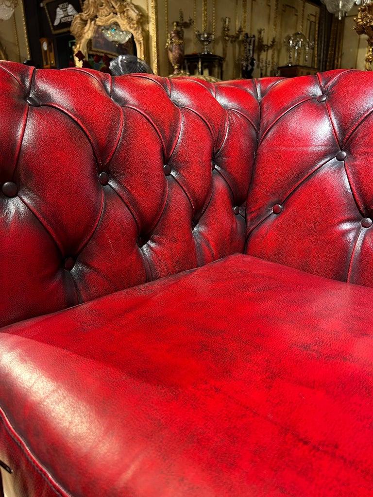 Chesterfield-Ecksofa oder siebensitziges Sofa/Set mit Ochsenblutmuster im Angebot 6