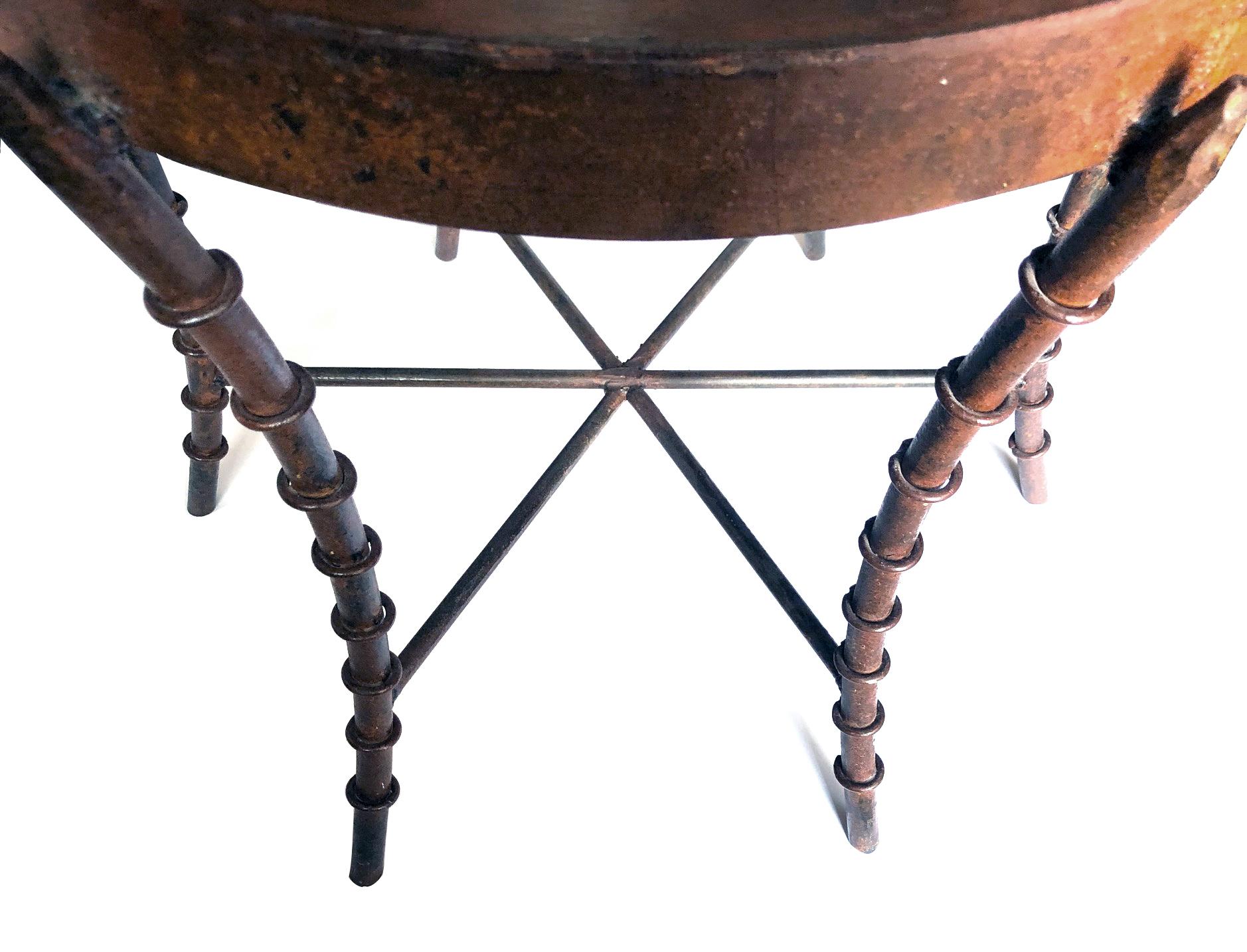 antique style oxidised iron end table