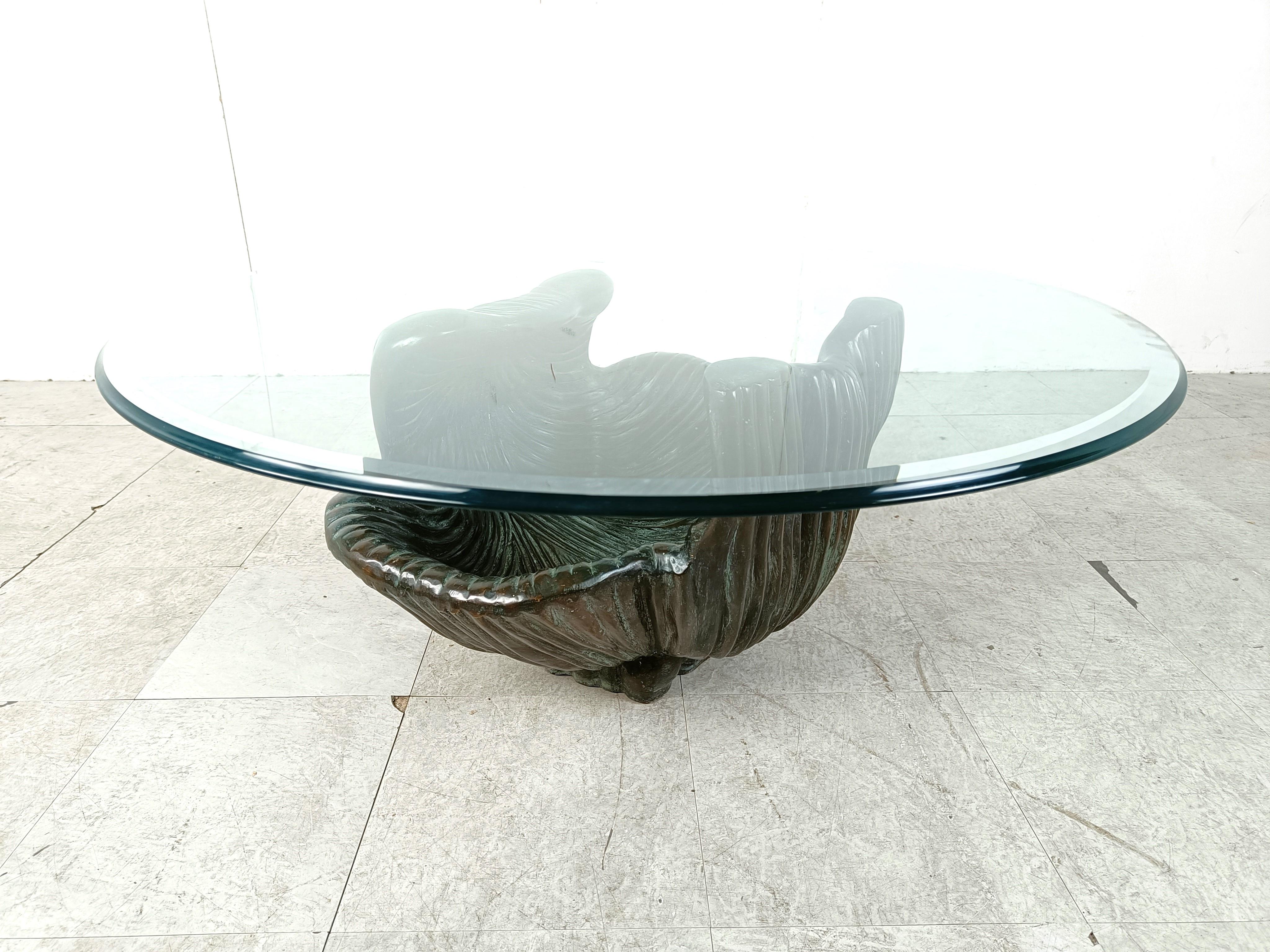 Hollywood Regency Vintage oyster coffee table, 1980s  For Sale