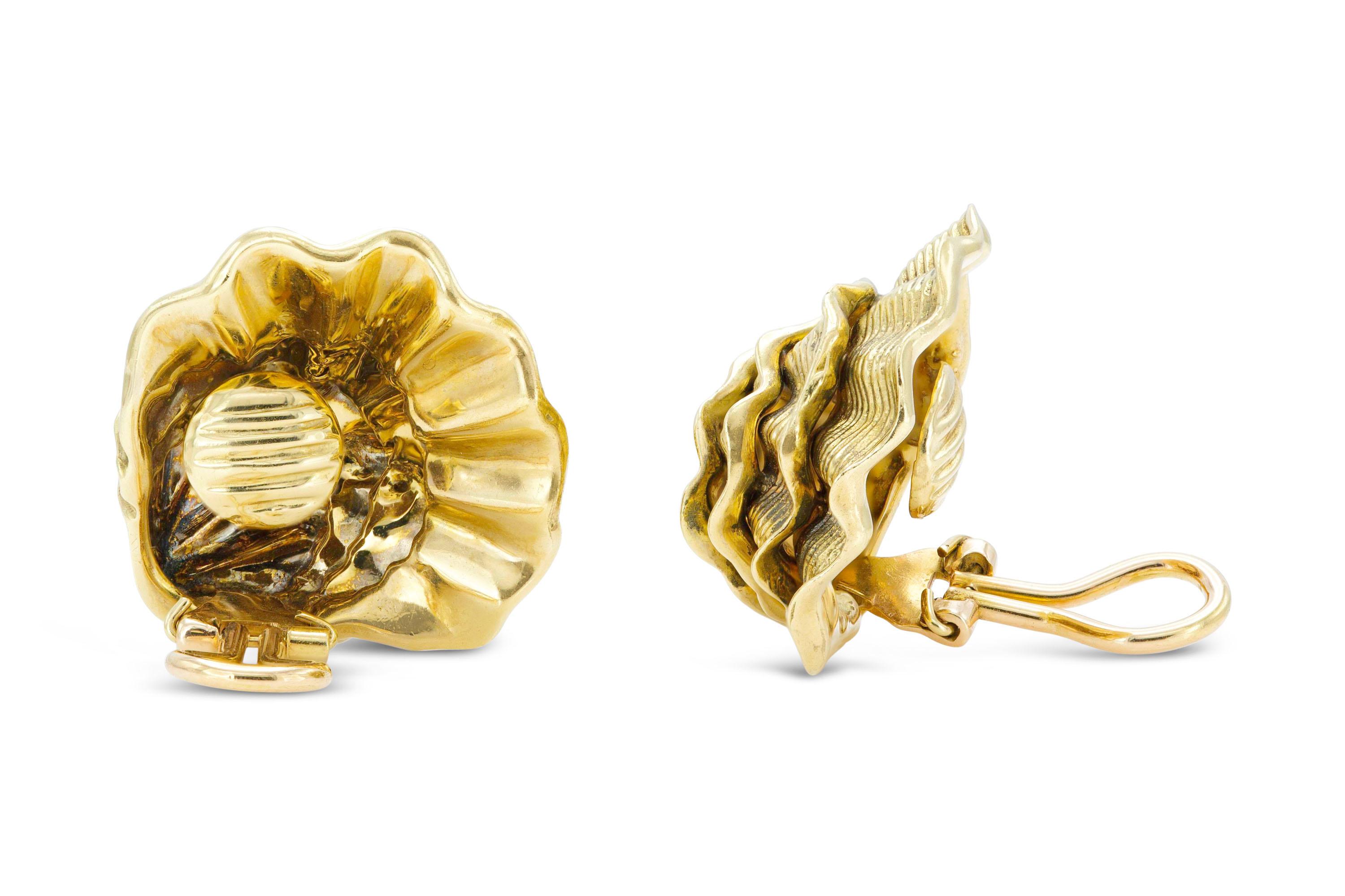 Gold Muschel-Ohrringe Damen im Angebot