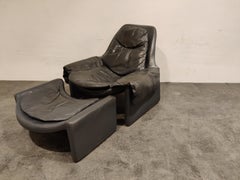 Vintage P60 Leather Lounge Chair by Vittorio Introini for Saporiti, 1970s