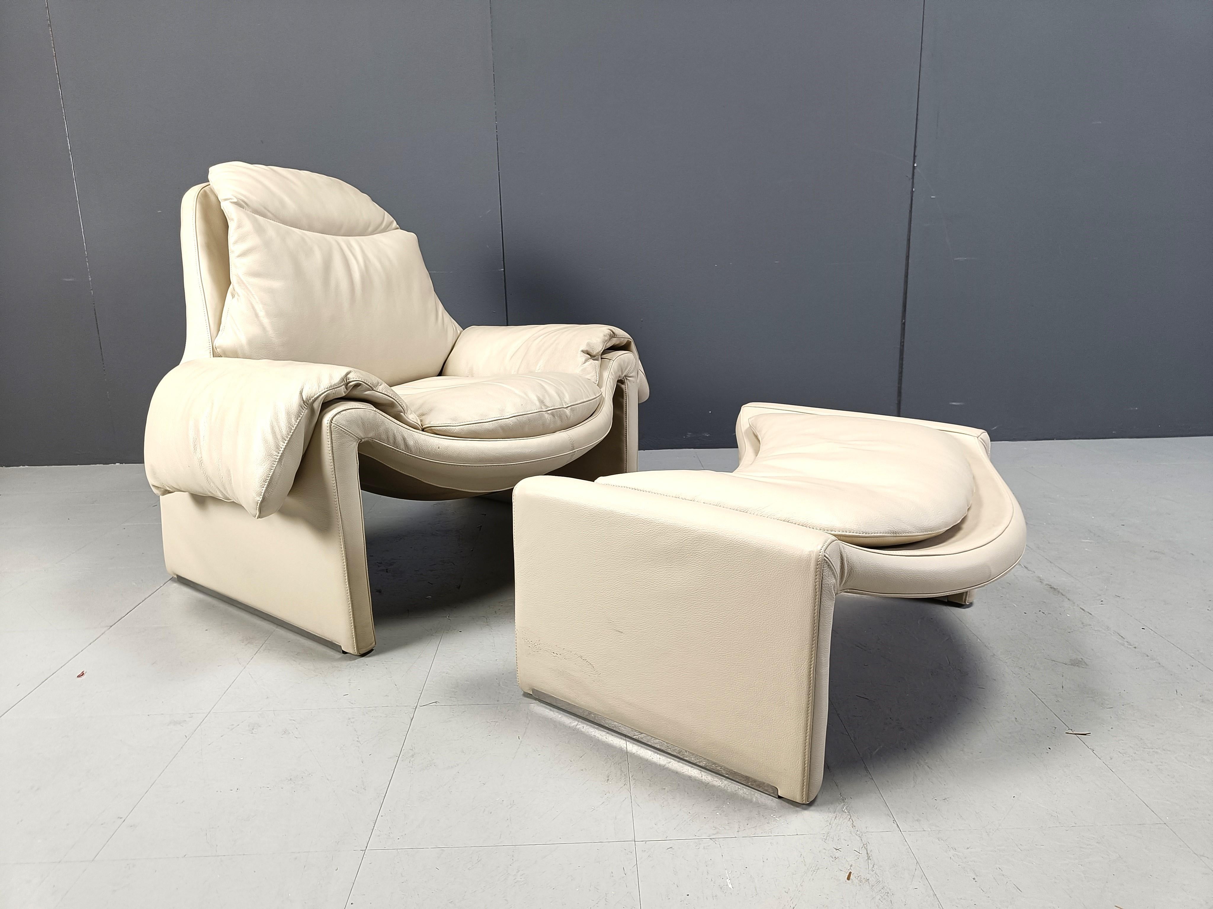 Mid-Century Modern Vintage P60 leather lounge chair by Vittorio Introini for Saporiti, 1970s
