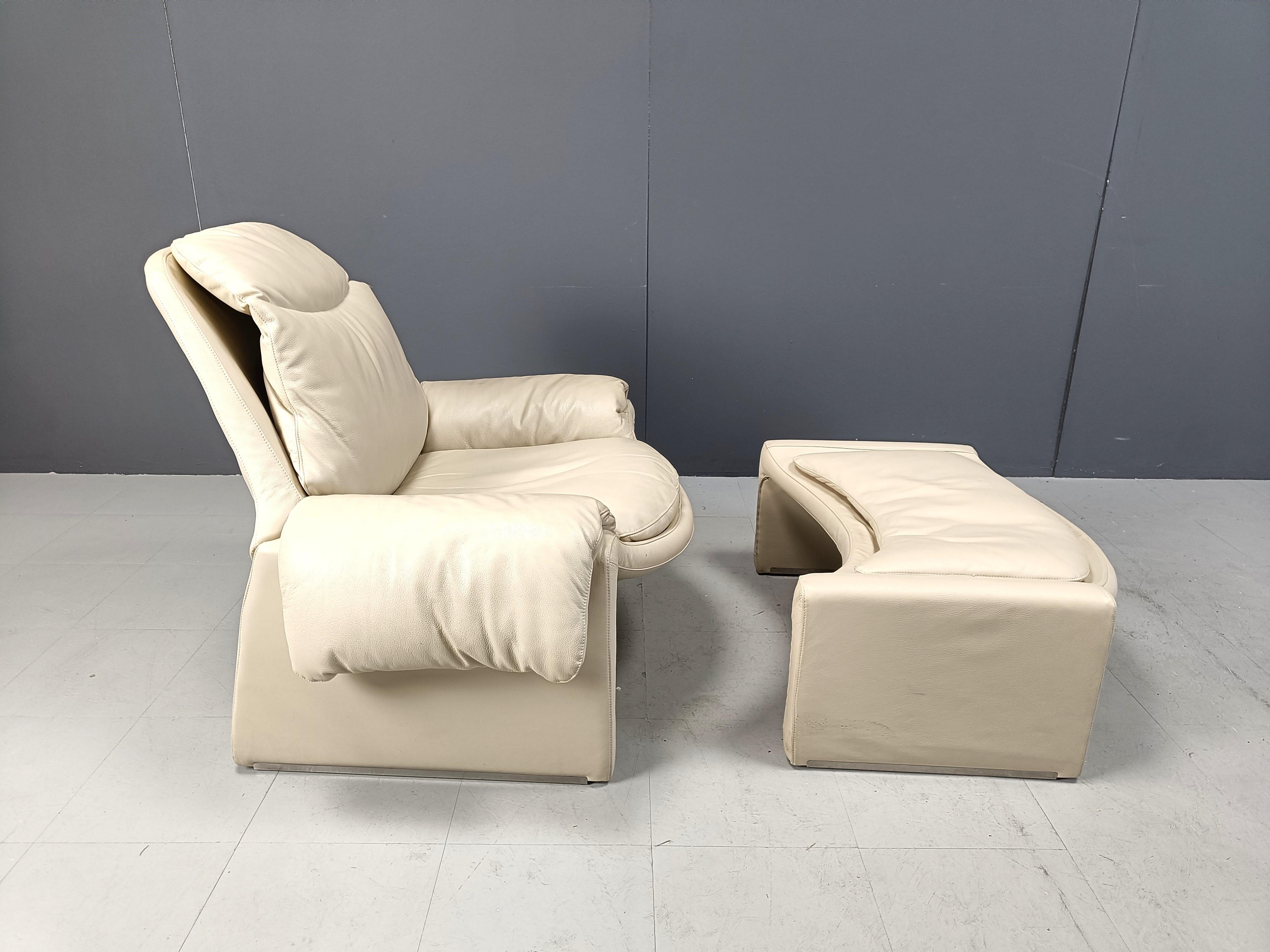 Italian Vintage P60 leather lounge chair by Vittorio Introini for Saporiti, 1970s