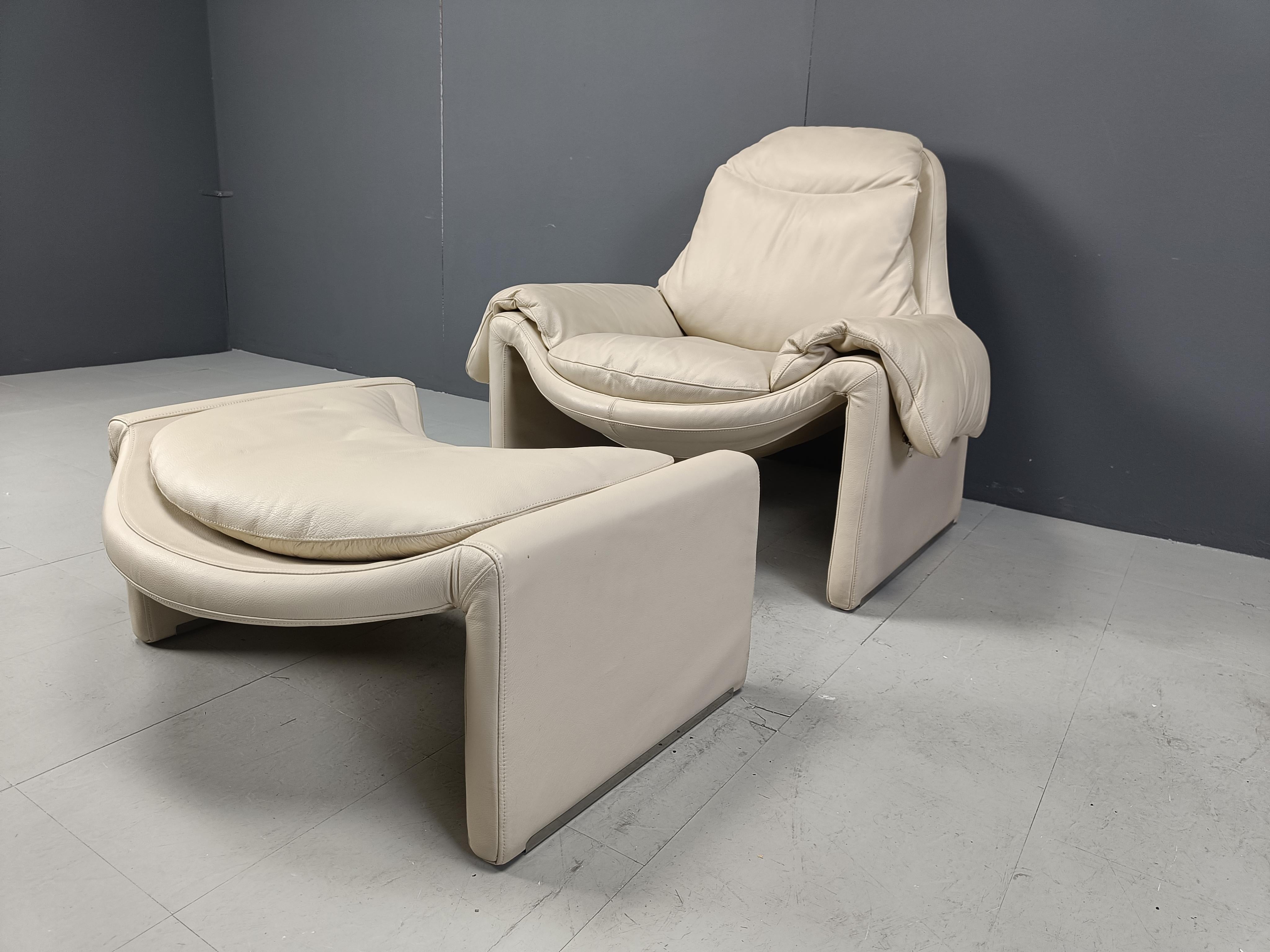 Leather Vintage P60 leather lounge chair by Vittorio Introini for Saporiti, 1970s