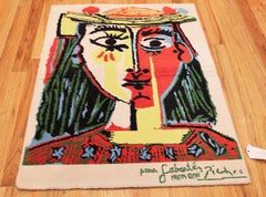 Tapis vintage Pablo Picasso 'After'. Taille : 3 ft x 4 ft (0,91 m x 1,22 m)