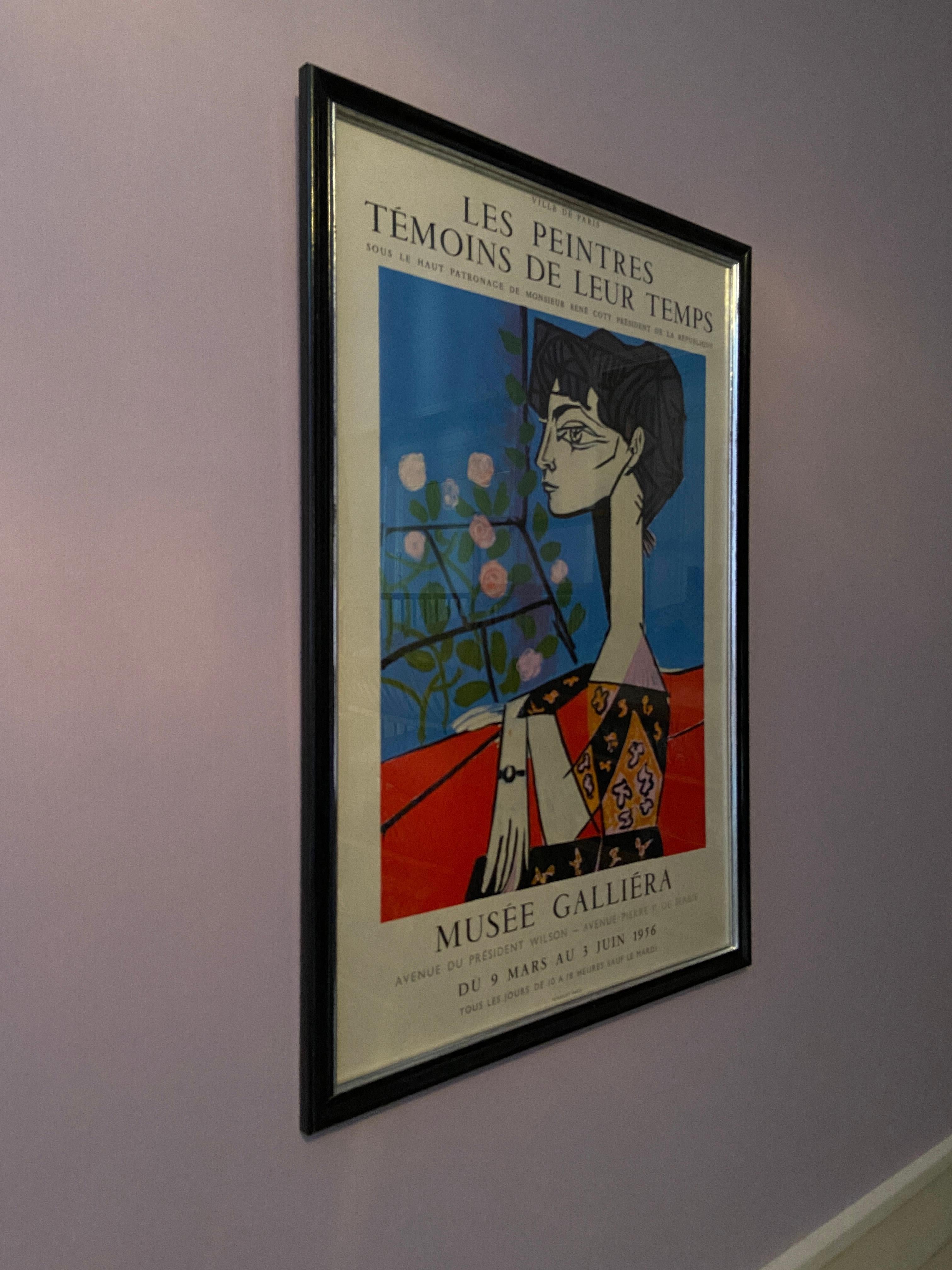 Pablo Picasso
1956, France

“Les Peintres Témoins de leur Temps”. Musée Galliéra. Vintage exhibition poster.

Measures: H 78 x W 53 x D 2 cm.