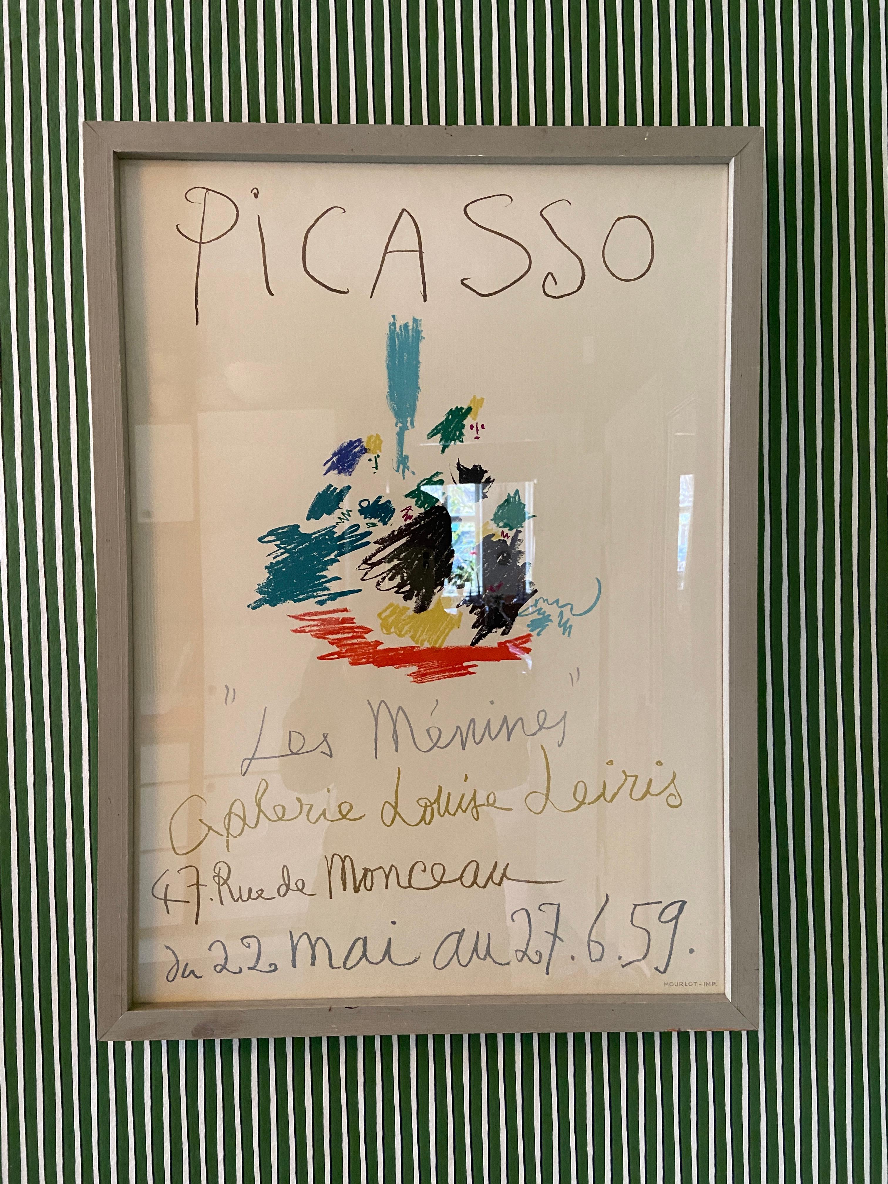 French Vintage Pablo Picasso Exhibition Poster in Grey Wooden Frame, France, 1959