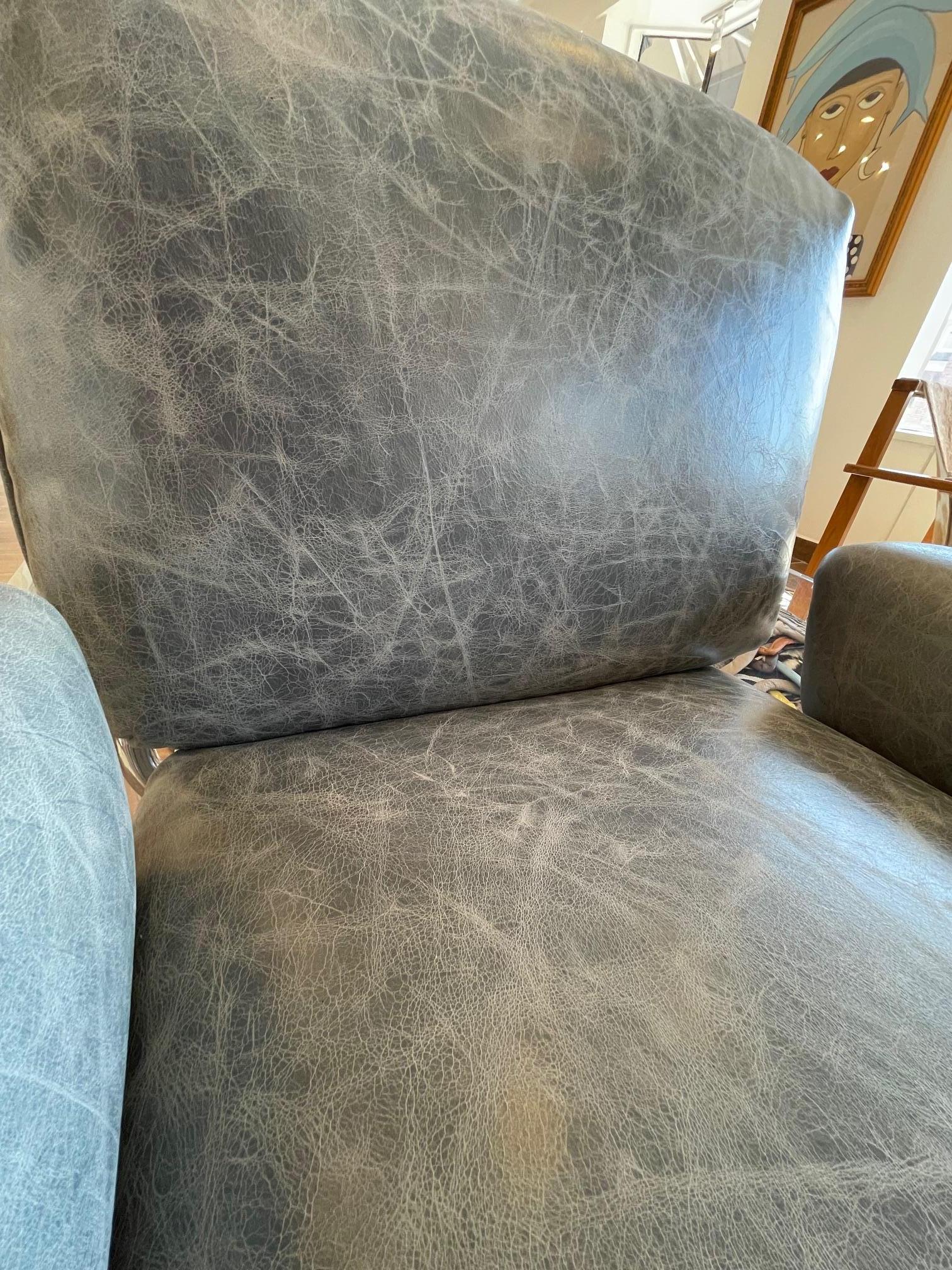 Vintage Pace Collection Argenta Lucite Chair and ottoman in Smokey Leather For Sale 5