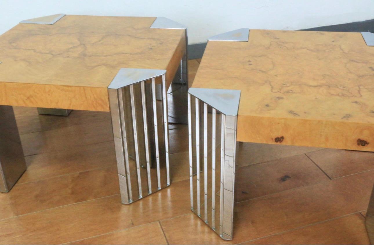 Vintage Pace Collection Burlwood Side Tables In Good Condition For Sale In North Hollywood, CA