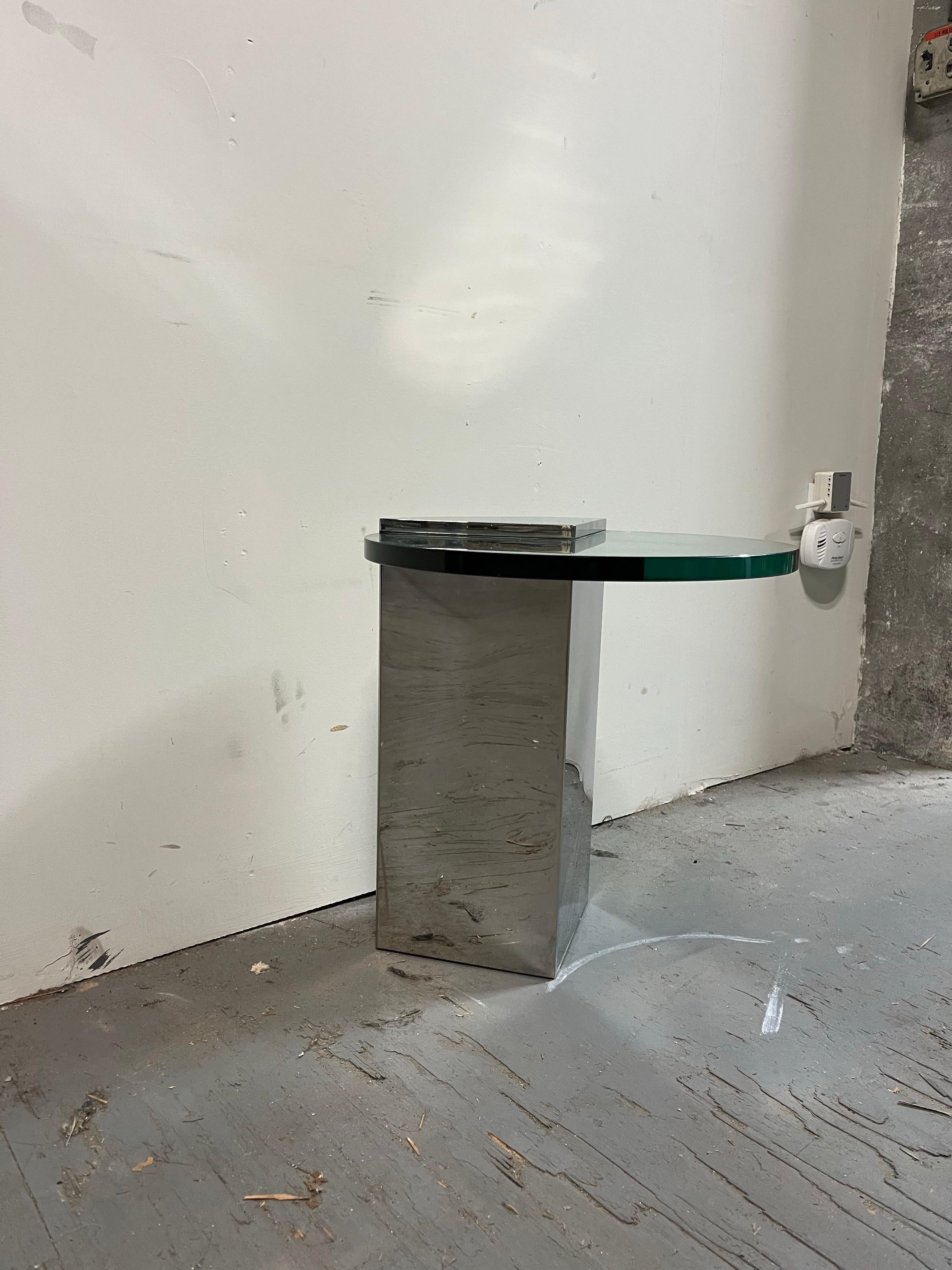 American Vintage Pace Collection Chrome Glass Side Table