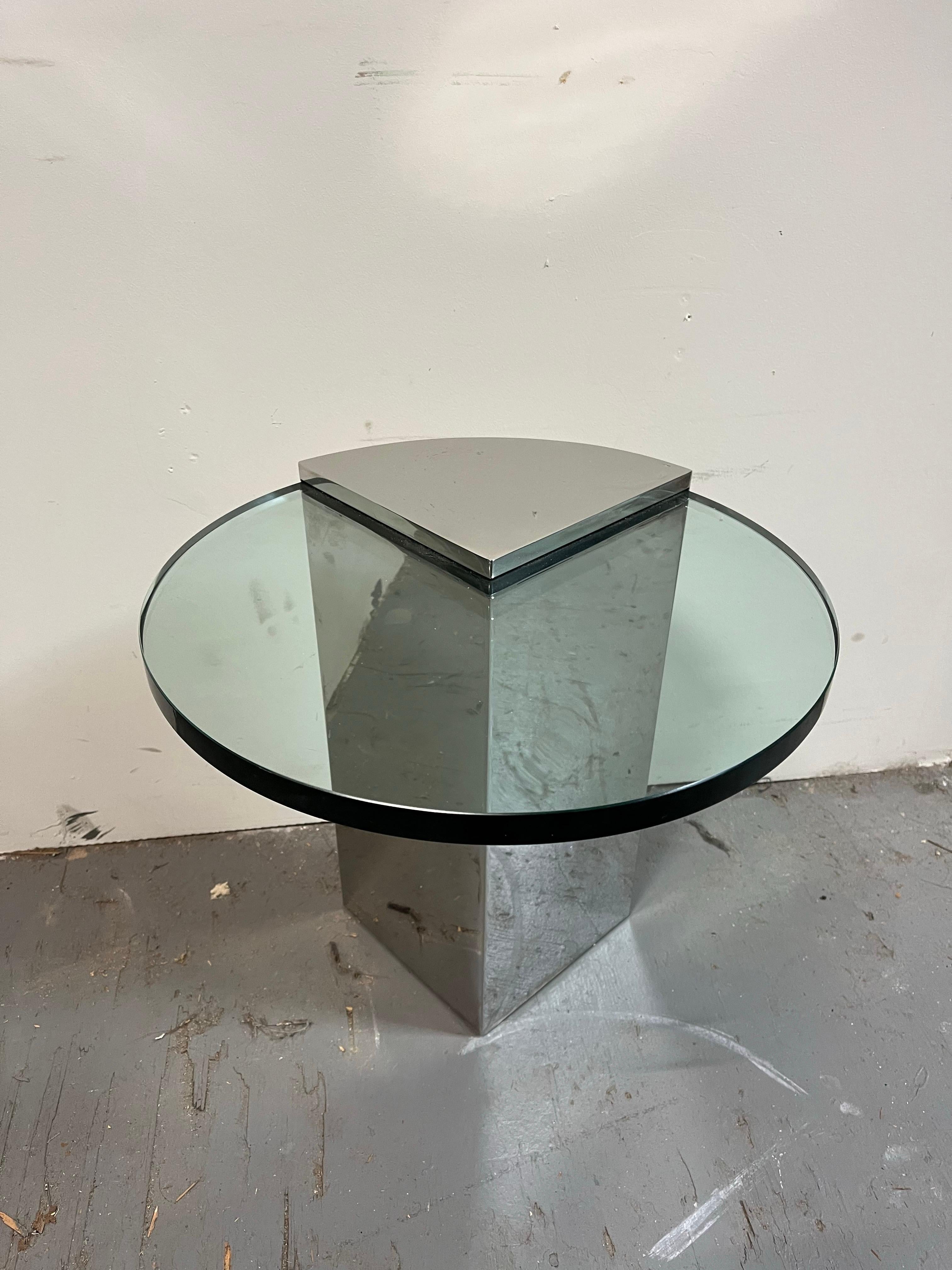 20th Century Vintage Pace Collection Chrome Glass Side Table